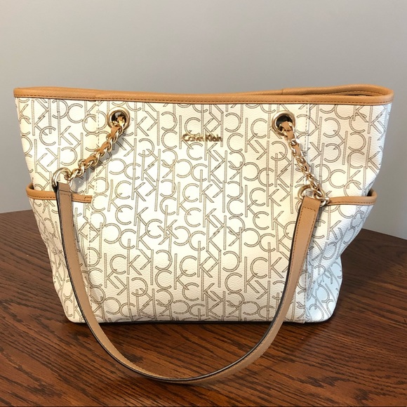 Calvin Klein Handbags - Calvin Klein Signature Shoulder Tote Gold Chain
